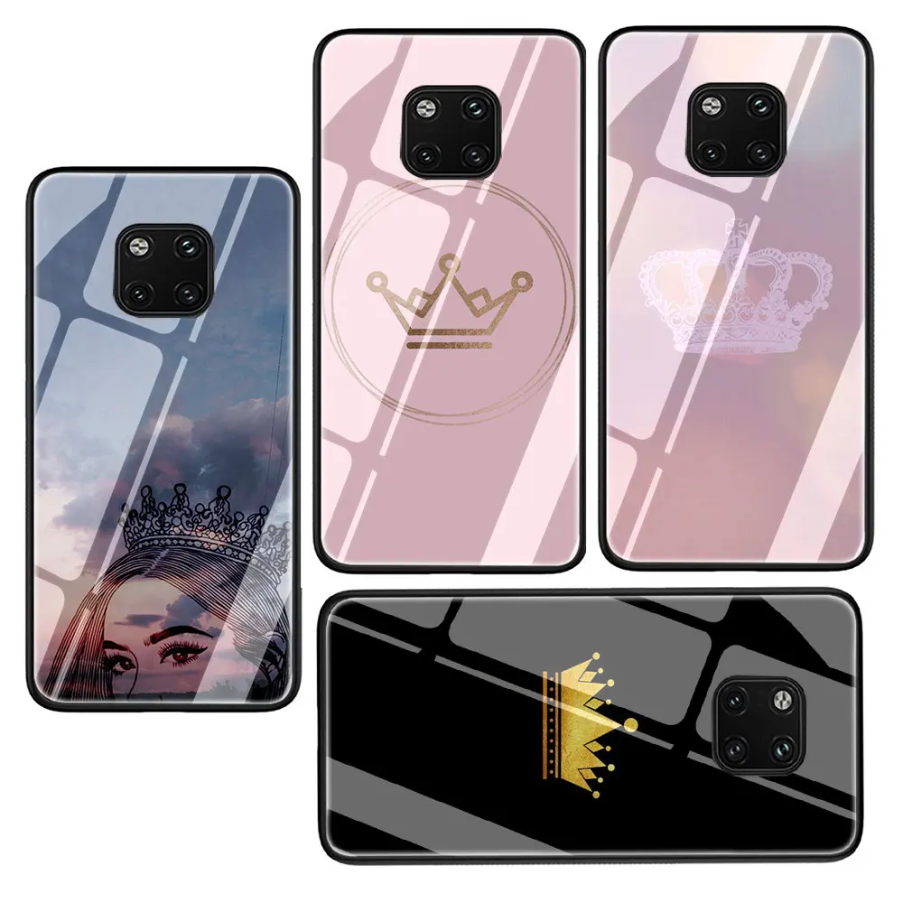Чехол из закаленного стекла queen and king для Huawei P10 P20 P30 Mate 20 Honor 9 10 Lite Pro 7A 8X P