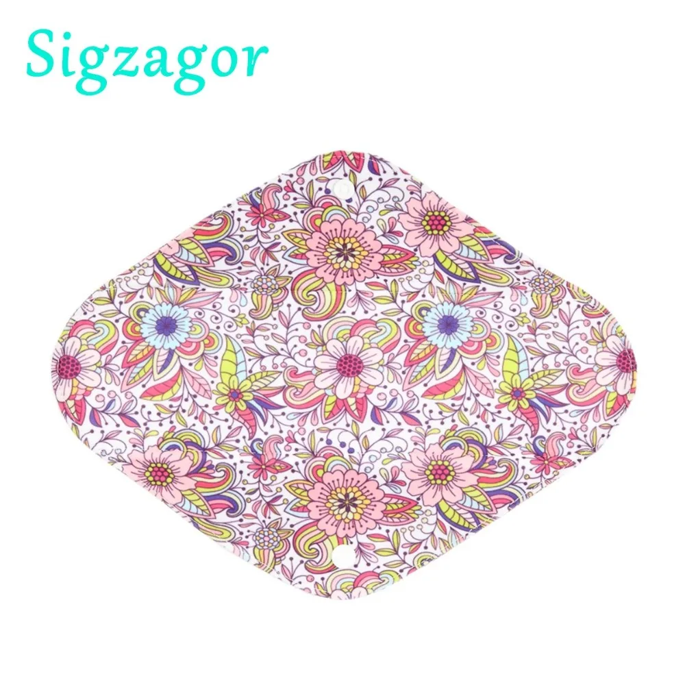 

[Sigzagor]1 Large L Heavy Bamboo CHARCOAL Mama Cloth Pad Menstrual Sanitary Pad Reusable Washable 12in/30cm Heavy Flow,34 Design