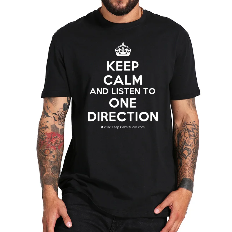 Европейские размеры 100% хлопковая футболка топы с надписью Keep Calm And Listen мягкая