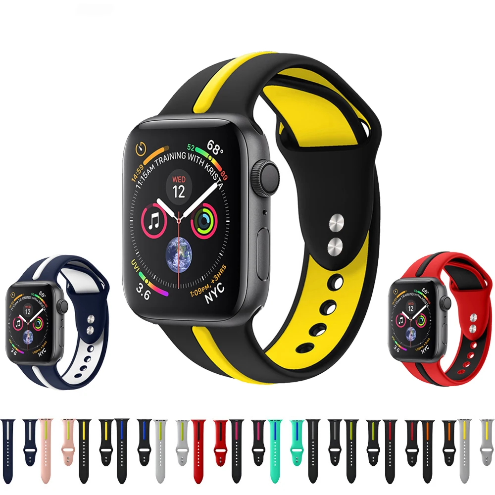 

Strap for Apple Watch Band 44 mm 4 Iwatch band 42mm 38mm 40mm Sport Silicone Wrist Bracelet Watchband Accessories