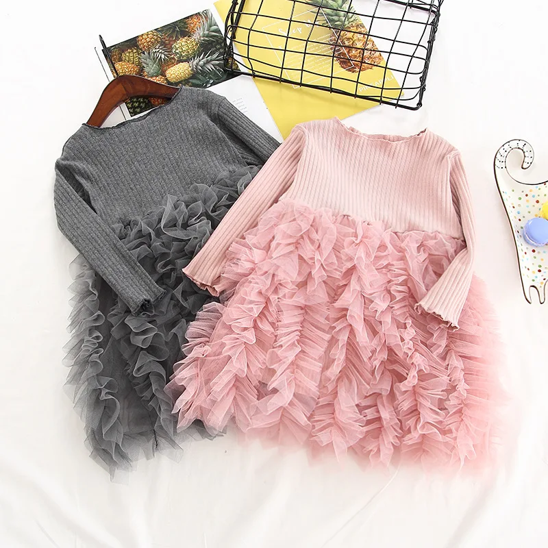 Pretty Kids Baby Girls Floral Long Sleeve Princess Party Pageant Tutu Lace Dress