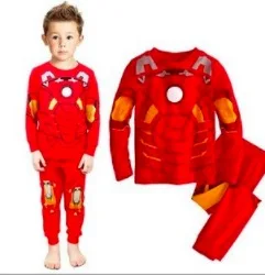 Дети Звездные войны капитан Америка пижамы комплект хлопковая футболка+ Брюки для девочек Обувь для мальчиков девочек осень-зима пижамы повседневная одежда sa1399