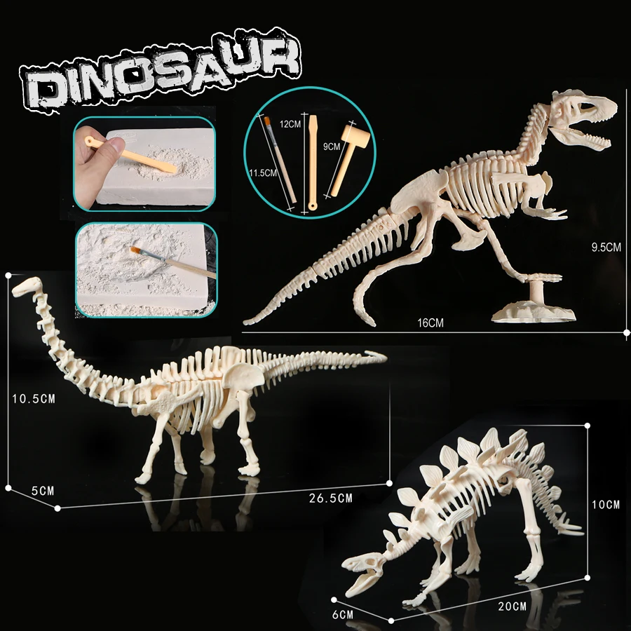 Копать и обнаружить собрать Скелет динозавры набор раскопки животных модель головоломки копания наборы Развивающие игрушки для детей