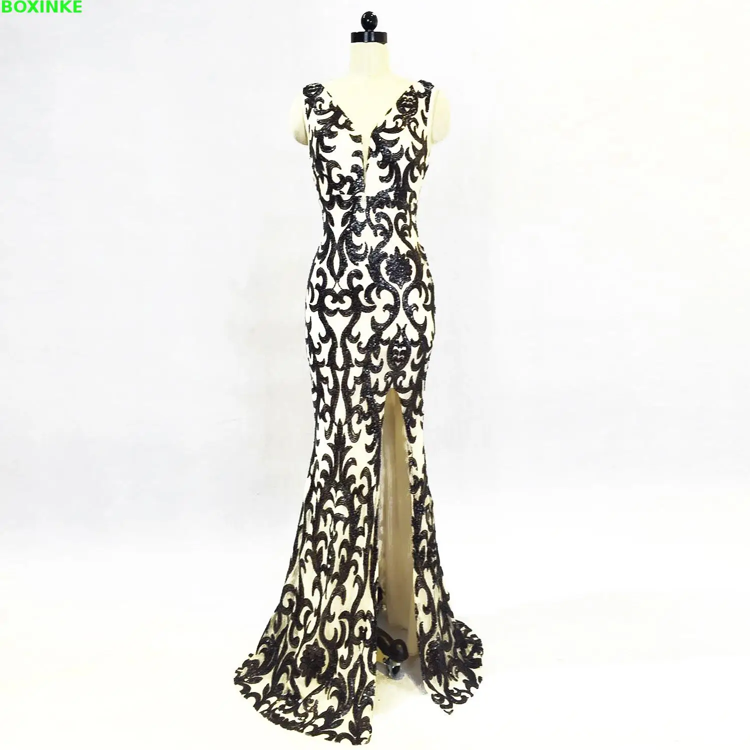 2018 Real Solid Robe Women Dress Vestidos De Fiesta New Autumn, Winter, Fashion, Golden Banquet, Sexy Long, Long Dresses And