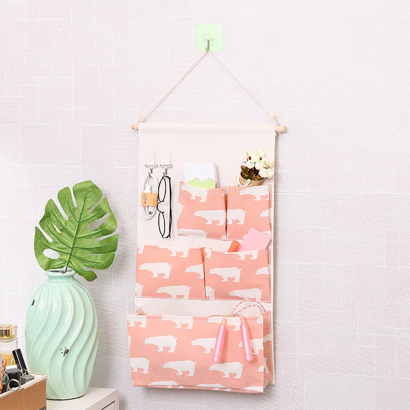 Five pocket fabric hanging storage bag wardrobe door storage hanging