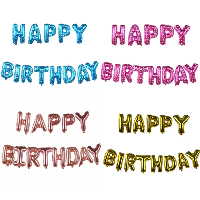 1 set Happy Birthday Balloons Alphabet Letters Foil Balloons Birthday Party Backdrop Decorations DIY Balloon Garland Supplies