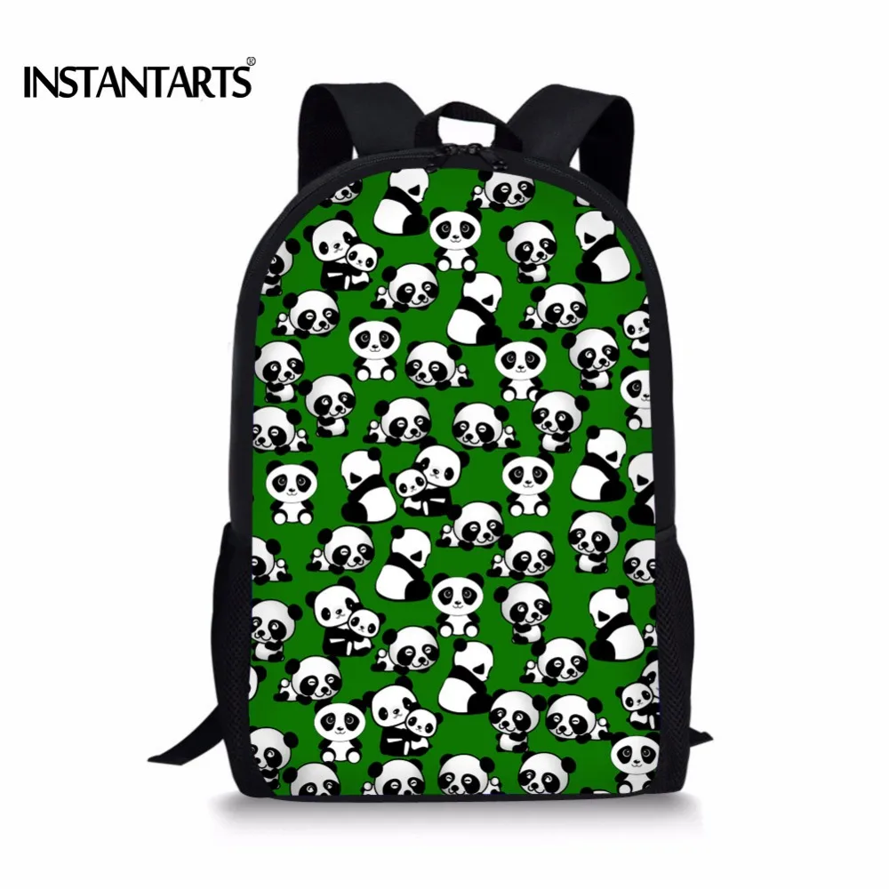 Best INSTANTARTS Funny Animal Panda Puzzle Print Children School Bags Casual Schoolbag for Kids Girls Primary School Mochila Bookbags