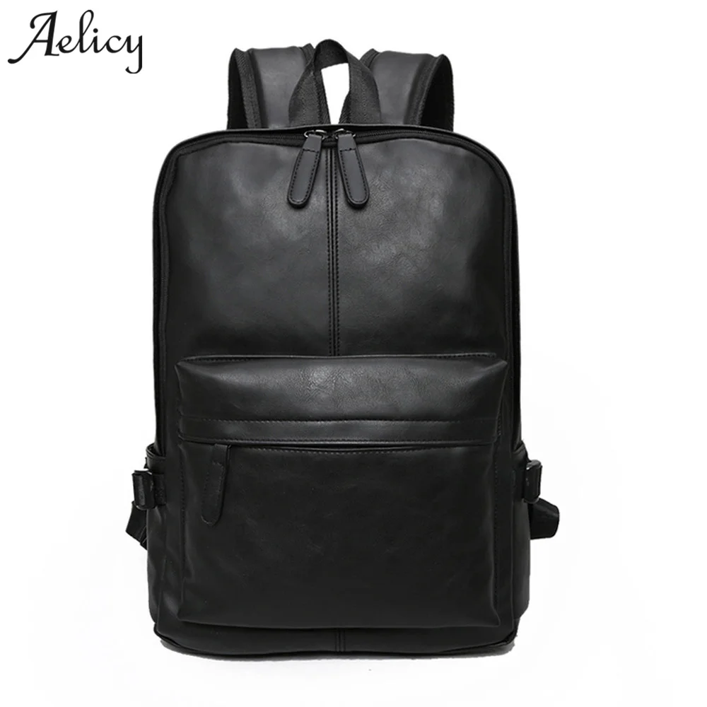 

Aelicy High Quality Bagpack Men Backpacks Pu Leather Vintage Laptop Backpack Fashion Women Youth Leather Women Rucksack