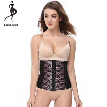 

3 Hooks Closure Women 's Waist Trainer Shapewear Floral Lace Underbust Corset Waist Cincher Shaper Plus Size 884A#
