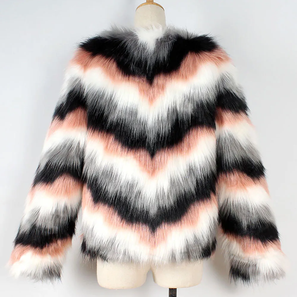 TELOTUNY модная женская зимняя теплая шуба элегантная женская куртка из искусственного меха водопад градиент цвета верхняя одежда Z1025