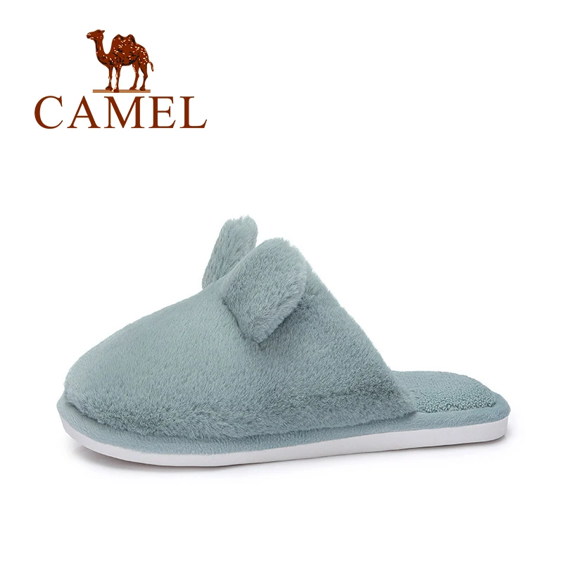 

CAMEL Women Winter Casual Home Slippers Women Zapatos Mujer Ladies Soft Cartoon Rabbit Sliders Flip Flop Fluffy Faux Fur Flat