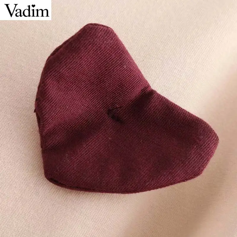 Vadim Женская Базовая Однотонная футболка с аппликацией и круглым вырезом боковые