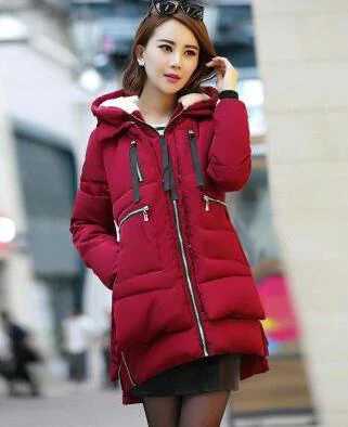 Женская зимняя куртка в стиле милитари, последняя мода, пуховик с капюшоном, толстое теплое хлопковое пальто, свободная женская верхняя одежда большого размера, OK260 - Цвет: Wine red