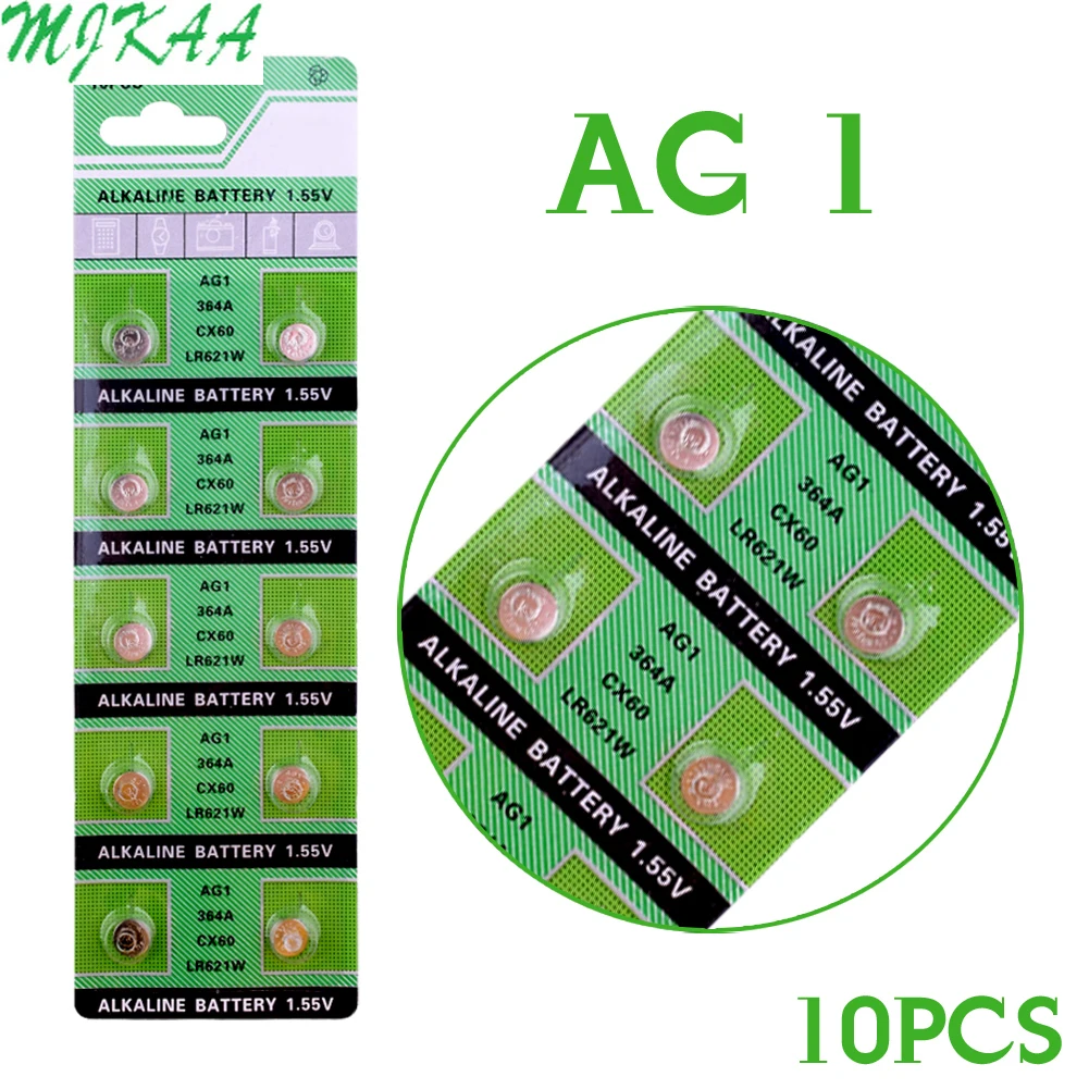 

10 x AG1 Watch Battery Cell 364 SR621SW LR621 621 LR60 CX60 Alkaline Button Coin Batteries
