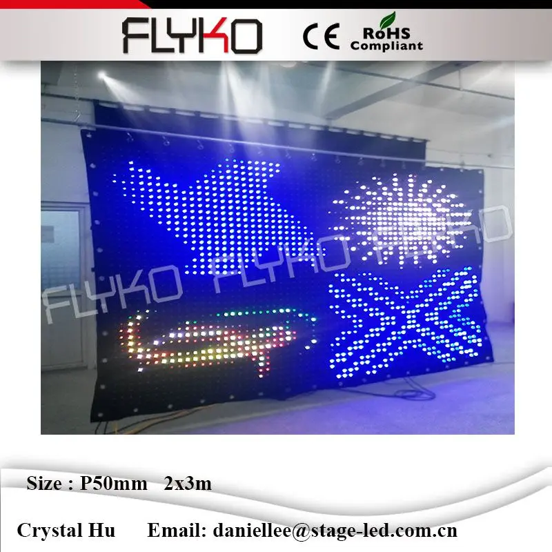 

Flyko stage 2mtr x 3mtr LED Video Curtain Star Cloth P5cm Matrix Backdrop with software led curtain