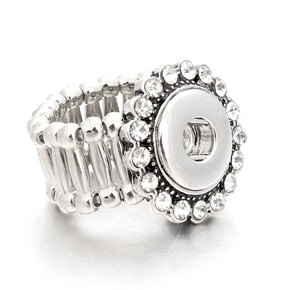 Xinnver Snap Jewelry Vintage DIY Crystal Ring Adjustable Size Mini Snap