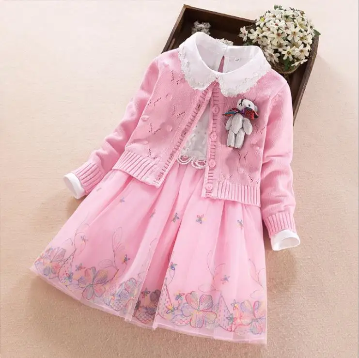 

Europe and the United States 2019 autumn The new Parent-child outfit Long-sleeved printed hoodie and denim pants Girl's suit