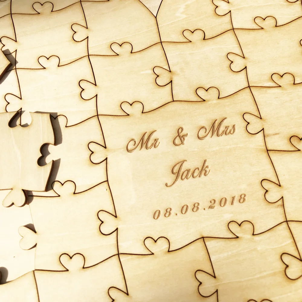 Customs Personalised Puzzle Heart guest bbok Shaped wedding guestbook alternative hanging heart Puzzle Wedding guest book hearts1