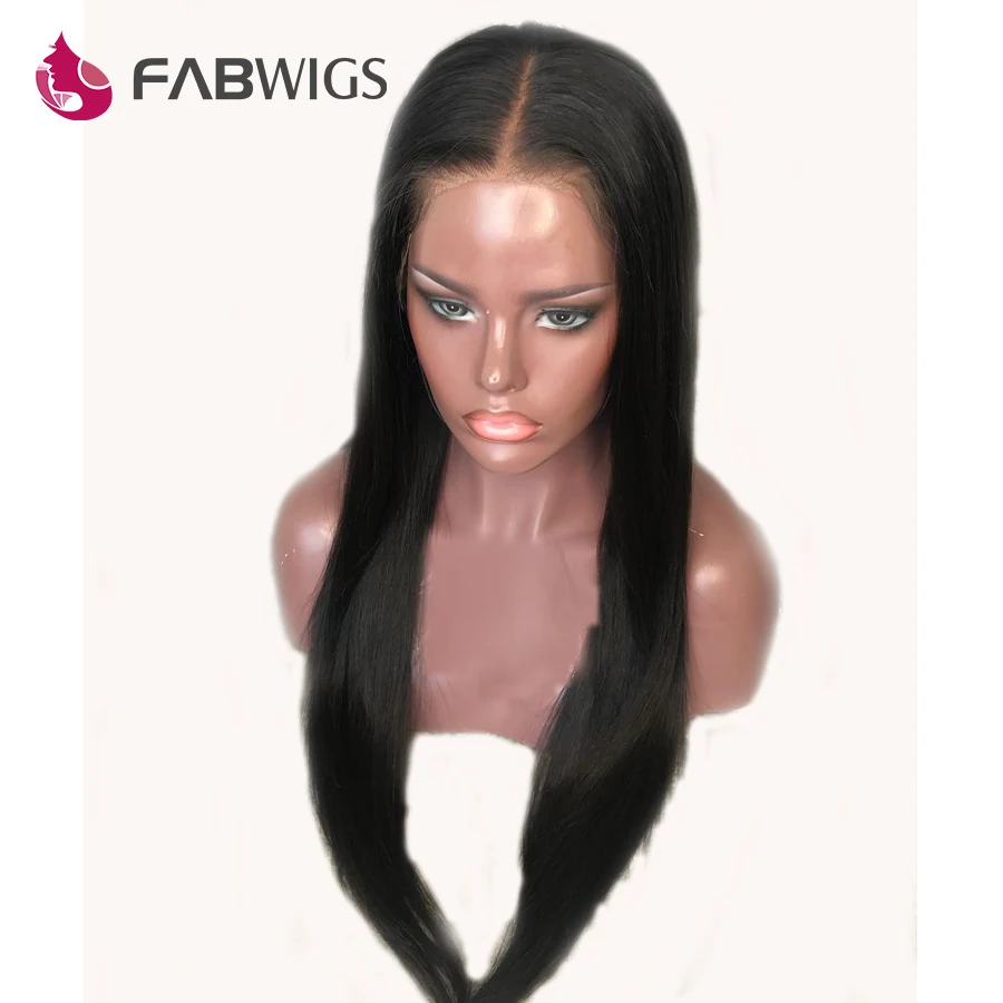 Fabwigs 13x6 парик фронта шнурка Малайзийский 6 дюймов глубокая часть кружева фронта натуральные волосы парики шелковистые прямые натуральные волосы парики с волосами младенца