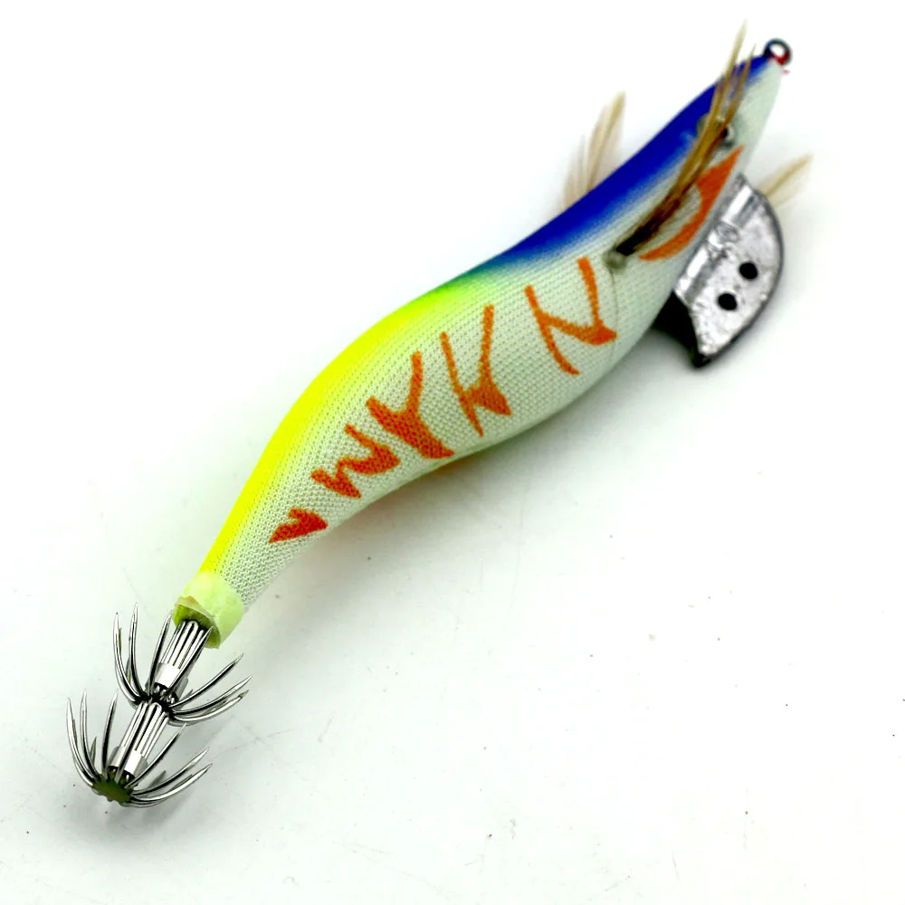 HENGJIA 8pcs wooden shrimp 4.0 Squid Jigs Fishing Lure 15.5CM 22.7G Pesca Artificial Lures Wood