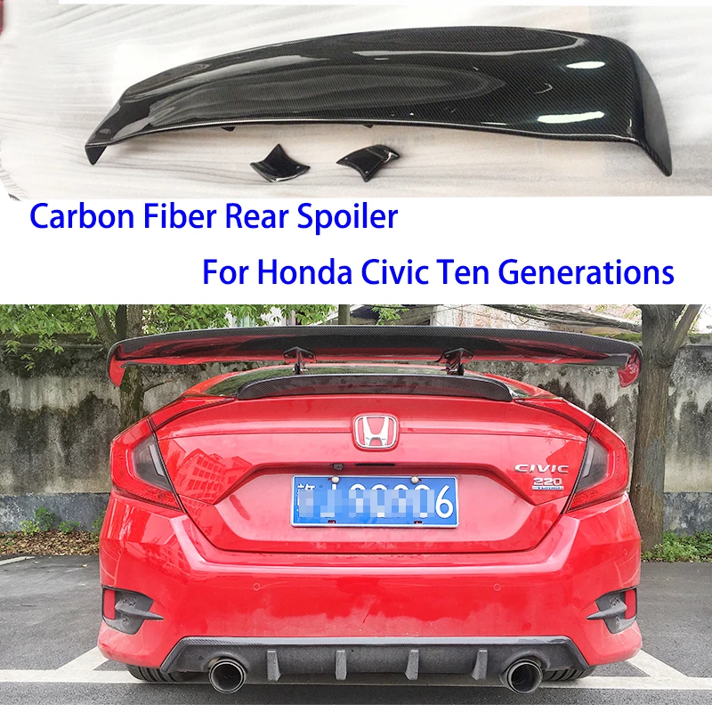 Track GT Style Carbon Fiber Rear Trunk Roof Lip Spoiler Window Wing for