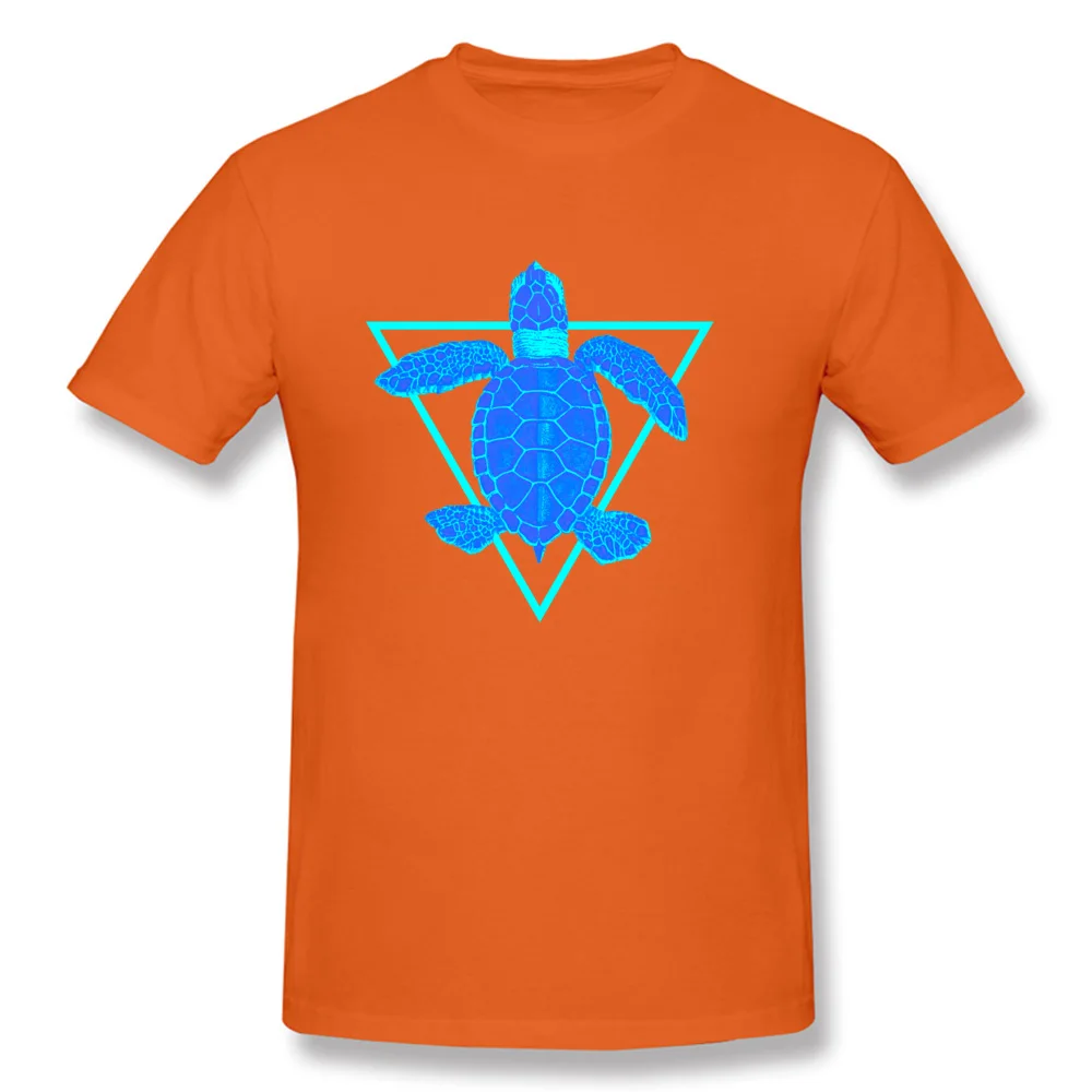 Blue turtle Top T-shirts Short Sleeve Crazy Coupons Men Summer/Fall Tops Shirts Crazy Tee-Shirt O Neck 100% Cotton Fabric Blue turtle orange