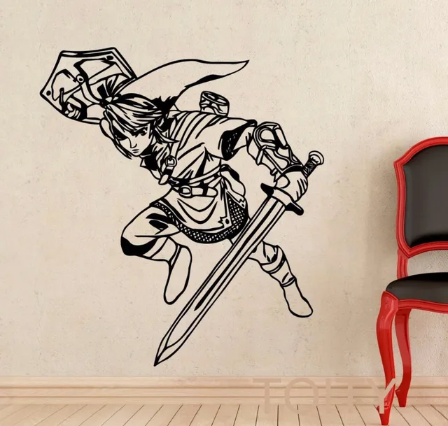 Link Wall Decal Princess Legend Of Zelda Vinyl Sticker Video Game Art