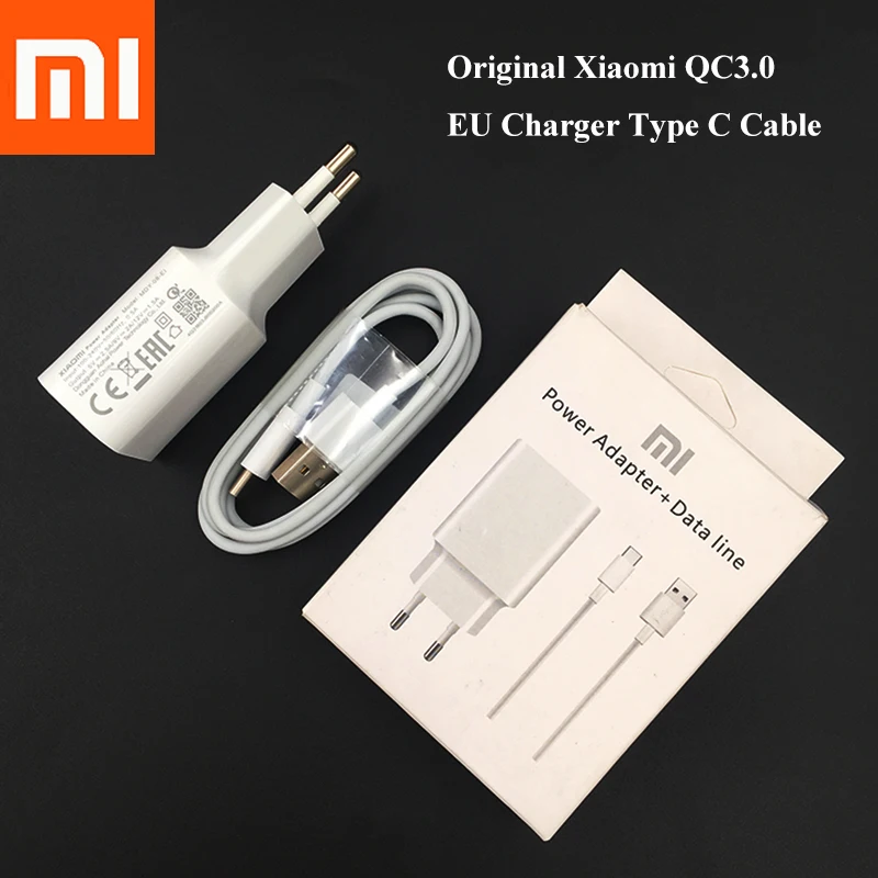 

Original XIAOMI Redmi Note 7 Fast Charger QC3.0 Adapter TYPE C Data Cable For Mi 9 Pocophone F1 A1 A2 Lite 6 8 9 SE Mix 2 2S Max