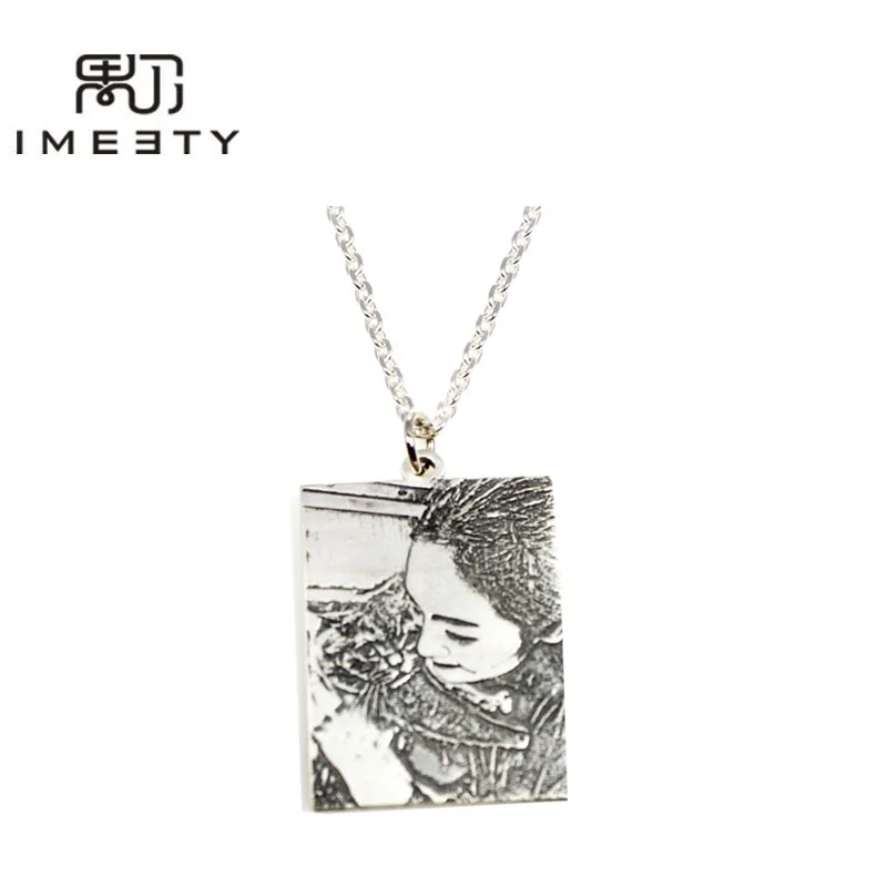 

IMEETY personalized necklace customized photo necklace handmade silver pet memorial charm pendant necklaces photo charm