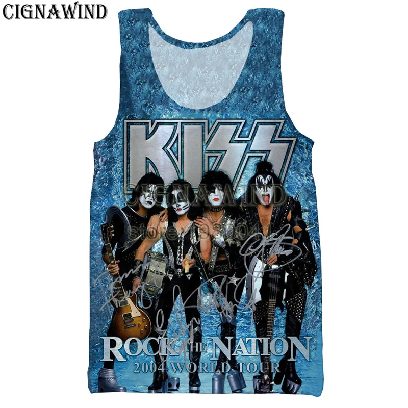 

New Popular vest men/women popular hip hop Metal rock kiss ban 3D print vests Harajuku style Bodybuilding streetwear Tops