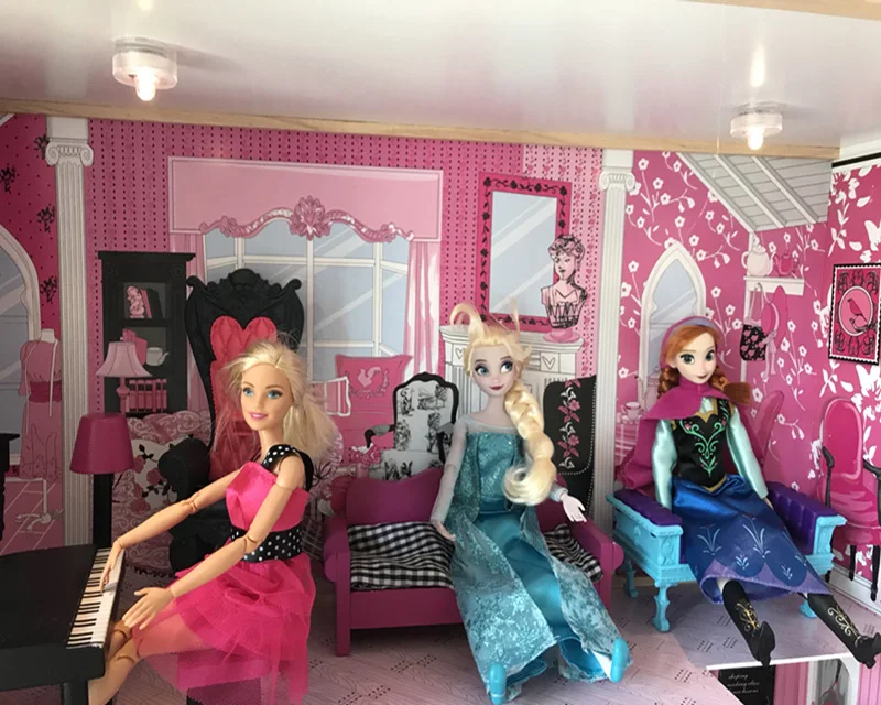 Большой роскошный деревянный дом для девочек, игрушка для ролевых игр, детская розовая настоящая деревянная кукла, вилла с кукольной мебели, подарок на день рождения, 80*42*120 см