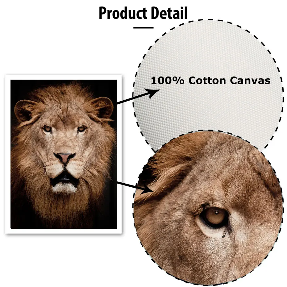 Animals Portrait Photo Realistic Painting Canvas Modern HD Pictures Vintage Posters&Prints Wall Art Living Room Home Decor Mural (2)