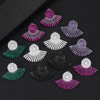

GODKI 40MM Famous Luxury Popular Full Ealobe Stud Earring For Women Accessories Full Cubic Zircon Earrings pendientes mujer moda
