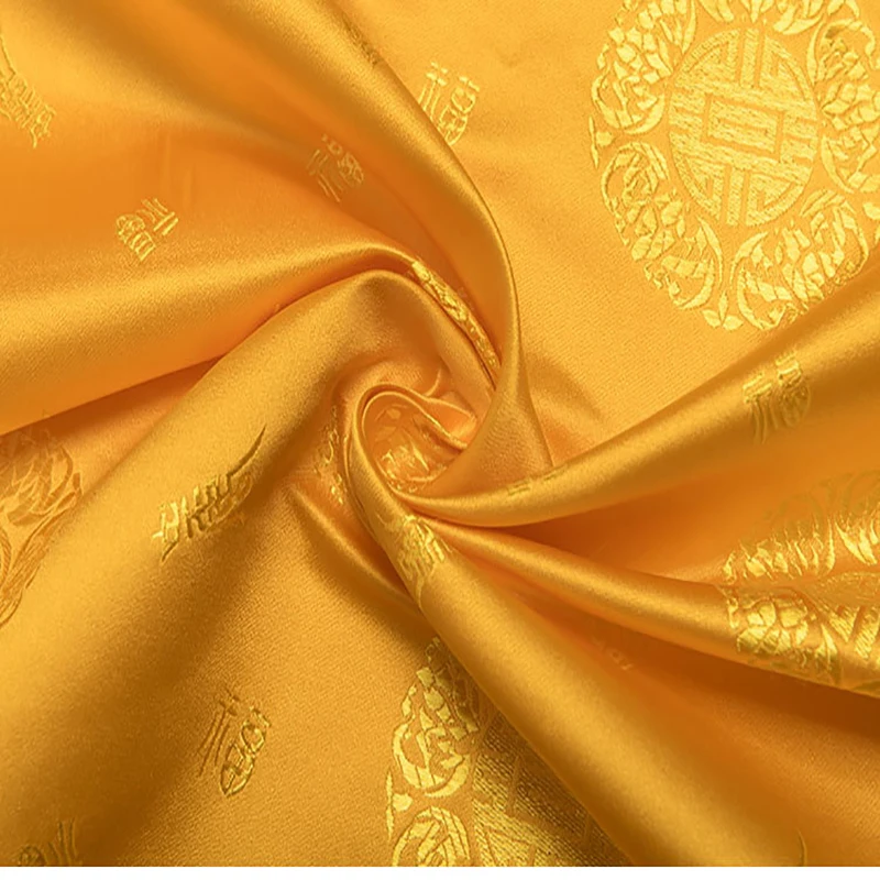 

HLQON France import yellow jacquard satin brocade fabric telas patchwork cotton fashion fabric sewing felt tela tissue by meter