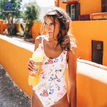 Megartico купальник один предмет Женский Сексуальная спинки Дамы бандажный Купальник Белый цветок женские стринги one piece Купальники