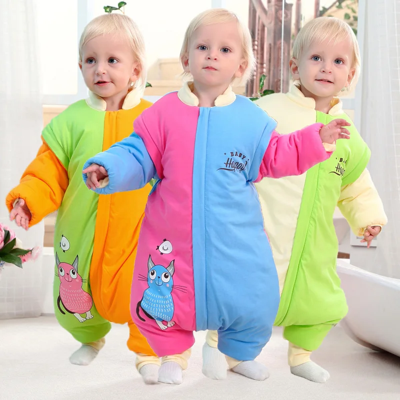 

Infant Jumpsuit Children Winter Pajamas Autumn Winter Soft Thick Cotton Baby Sleeping Bags Legs Anti Tipi For 1-3year
