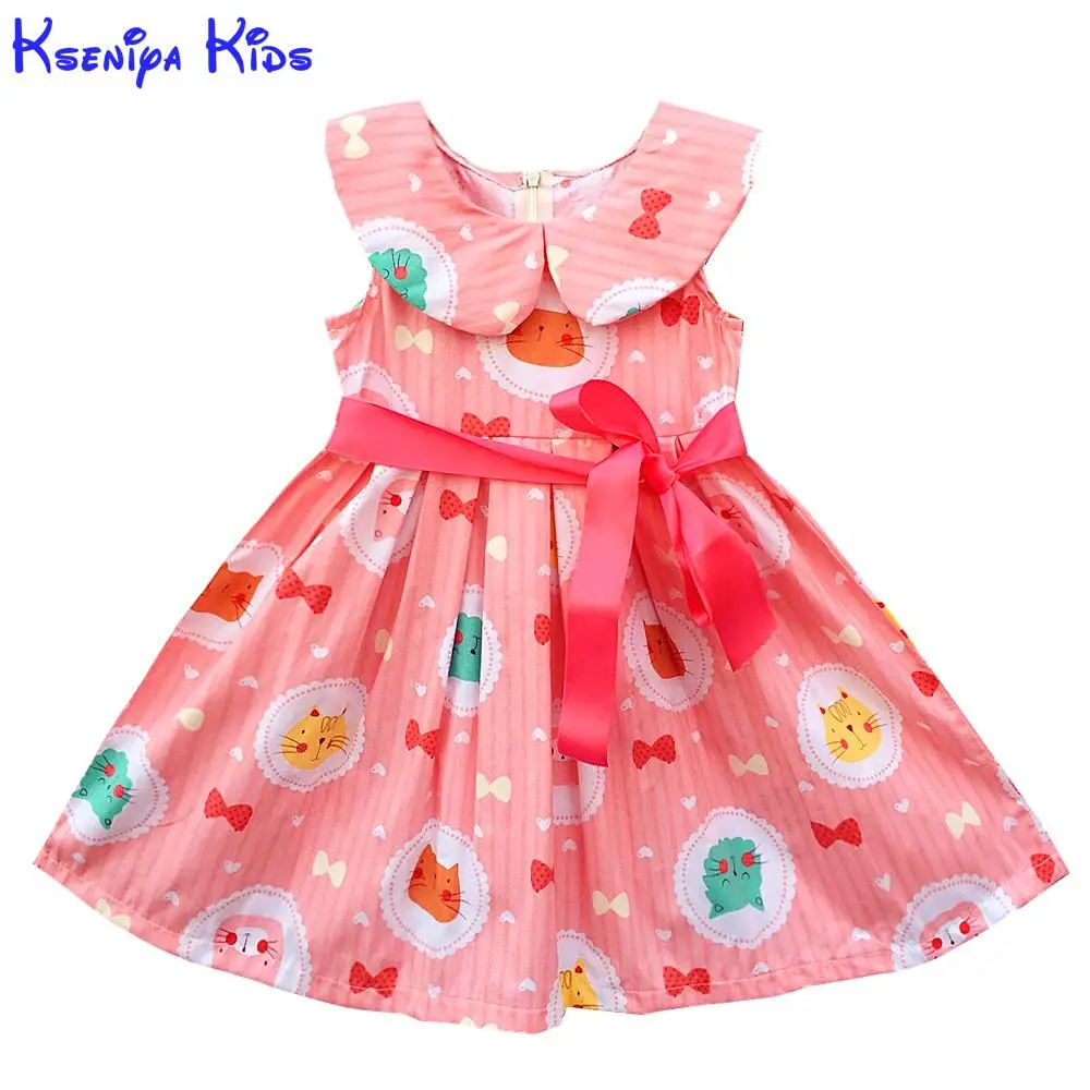 

2017 Baby Kids Girl Dresses Candy Color Spring And Summer Toddler Dress Girls O-neck Ruffles Princess Dress With Belt Clothes