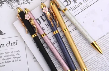 

Metal Pen Outdoor Broken Window Escape Metal ball Pen Flower Pattern Pen student ballpoint pen office writing supply 10pc/lot