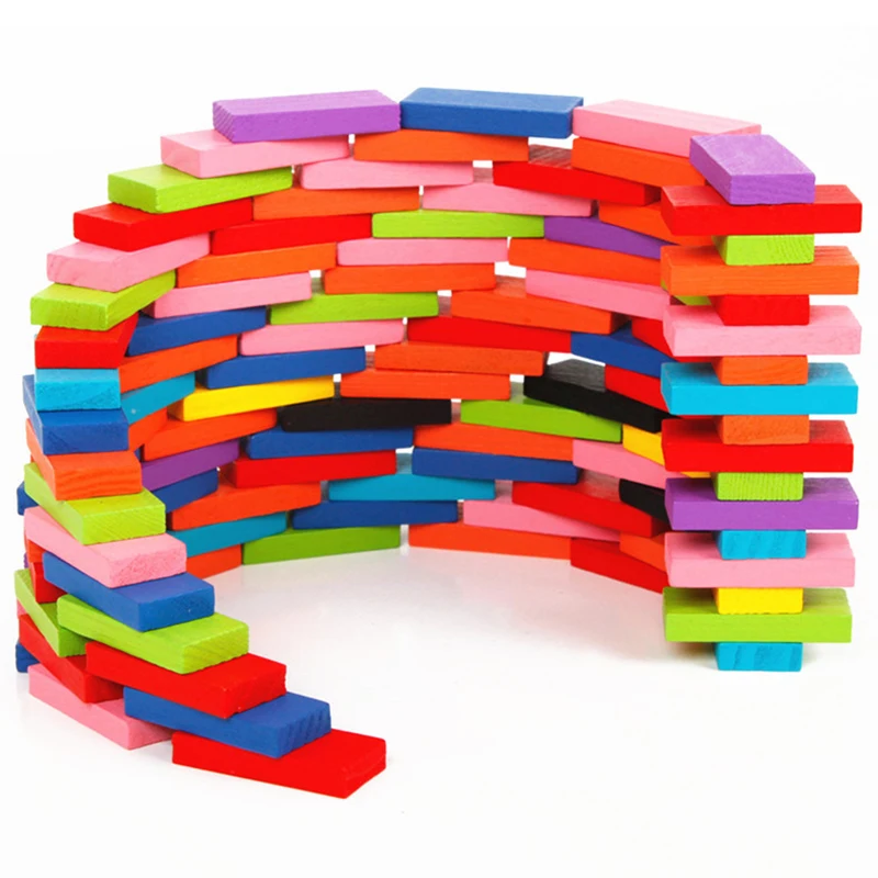 DDWE строительство домино с блоками игрушки ребенок 12 цветов высокого качества деревянный блок домино игры мальчики девочки забавные игрушки для детей Подарки