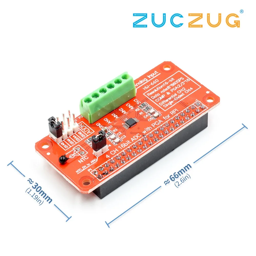 16 бит I2C ADS1115 модуль ADC 4-канальный для Raspberry Pi 3/2 Модель B/B + | Электронные компоненты