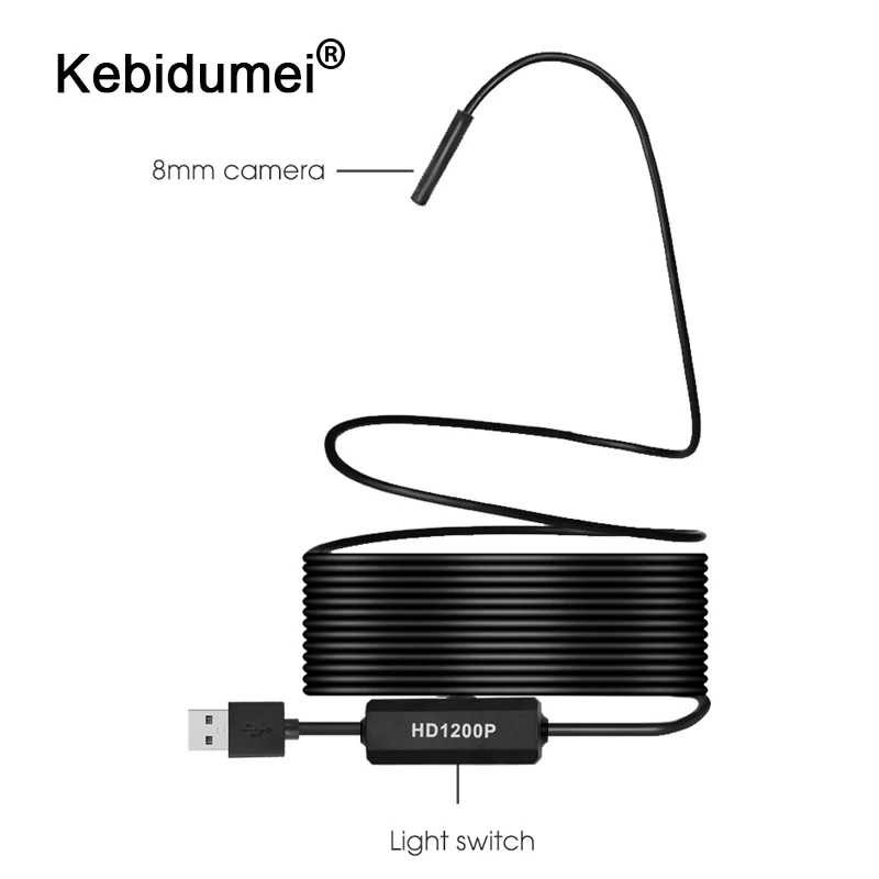 WI-FI эндоскоп Камера HD 1200P Мини Водонепроницаемый жесткий провод Беспроводной 8 мм