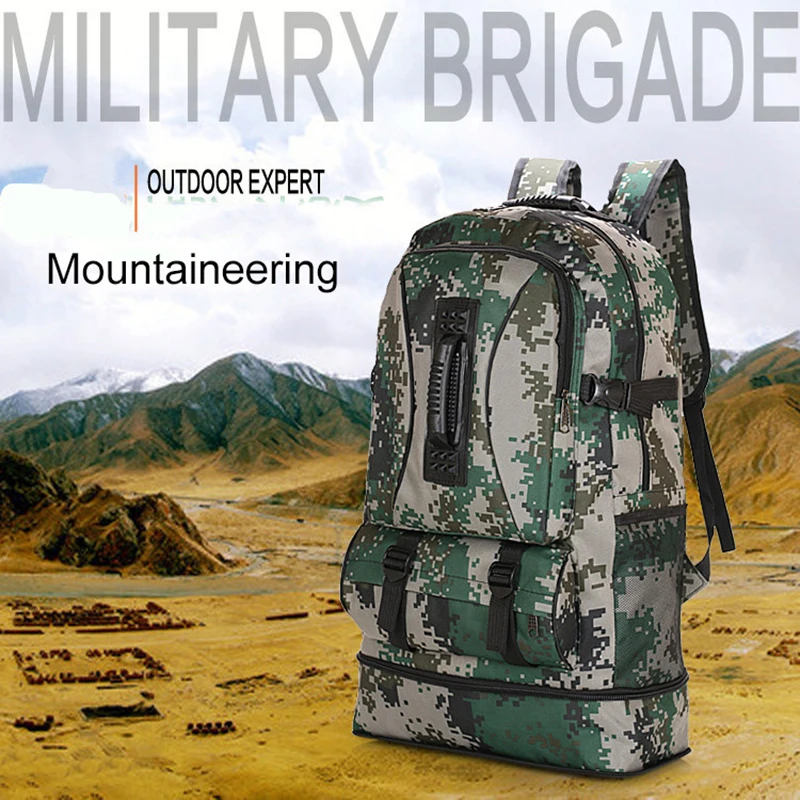 

High Quality Wear-resistant Nylon Men Mountaineering Bag Camouflage Camping Bag Military Portable Hiking Bag