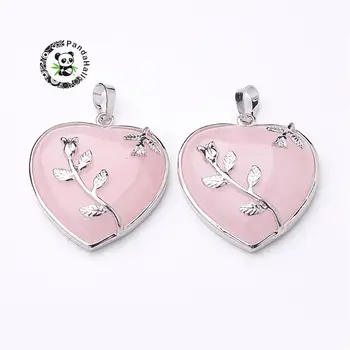 

valentines day for her ideas heart pendants, with brass pendant settings, Metal, pink, 46-42x31-33mm 10pc/lot
