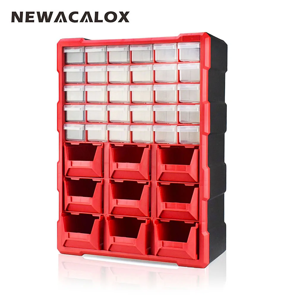 NEWACALOX 39 Drawer Plastic Small Parts Storage Bin Organizer Hardware and Craft Teacher