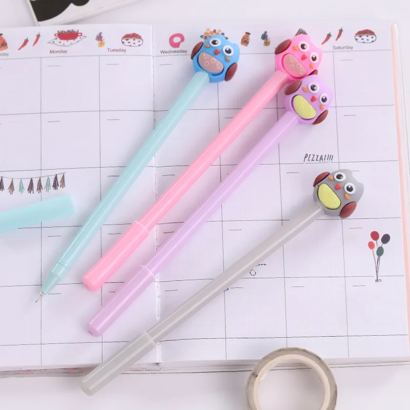 

36 pcs/lot Owl Gel Pen Cute 0.5 mm black ink Signature Pen Escolar School Office writing Supplies Promotional gift