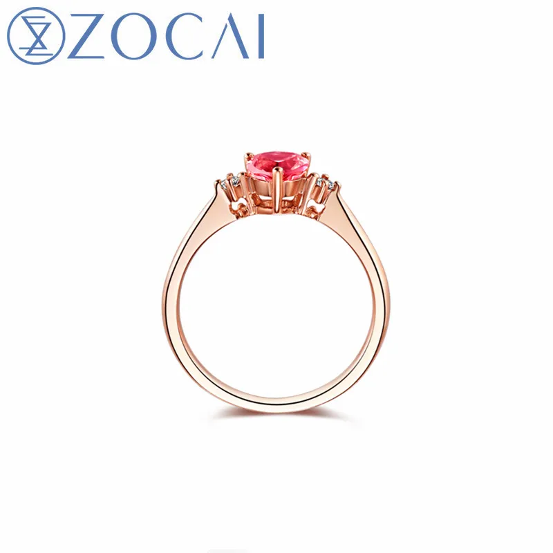 ZOCAI Новые Обручальные кольца рубиновое 0.5ct/Rubellite 0.4ct кольцо 18k розовое золото Подарочное кольцо W03250