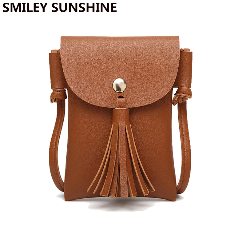 SMILEY SUNSHINE brand new korean style crossbody bags women mini tassel messenger bags smalle phone handbag shoulder bag female