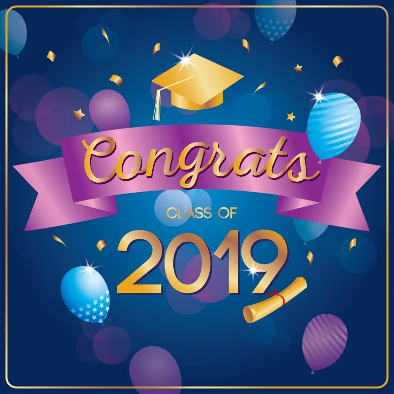 Laeacco Baby Cartoon Balloons Congrats Class Of 2019 Bachelor Cap Party Portrait Photo Backdrops Photography Backgrounds | Электроника