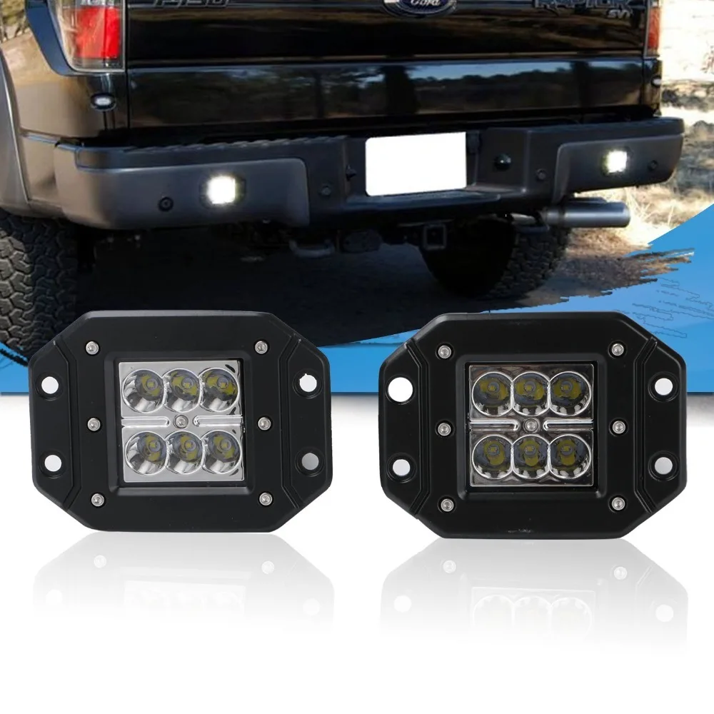 Spot 3X3 Flush Mount Waterproof Pods Cube Reverse Backup Auxiliary Driving Fog Lights Front Rear