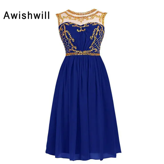 Royal Blue Short Chiffon Dress